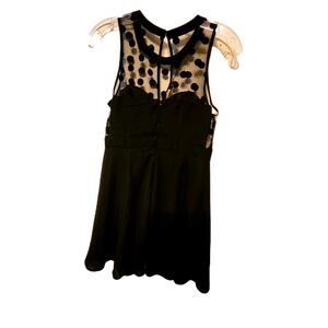 Forever 21 Little Black Party Dress Sheer Bodice Sides Sleeveless A-line Sz M